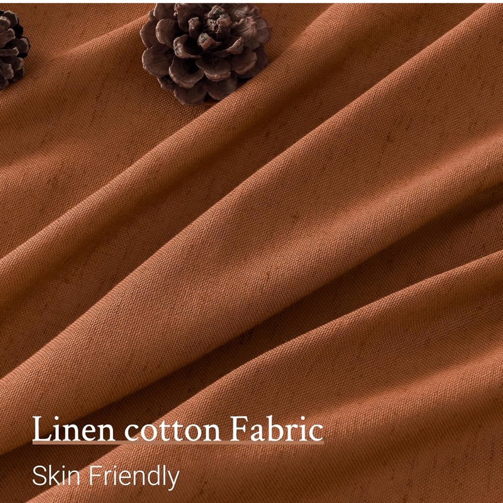 Two Terracotta Pinch Pleated Sheer Curtains Panels - Picture 4 of 6